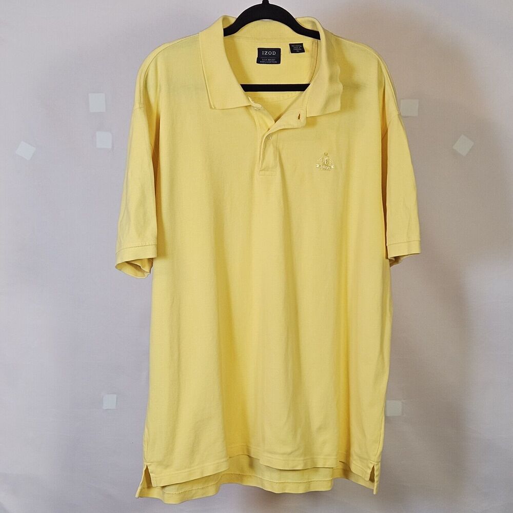 Men's IZOD Short Sleeve Silk Wash Polo Shirt XL Yellow 100% cotton